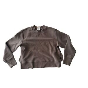 Varley Cleon Sweat Ottoman Ribbed Side Zip Pullover Sweatshirt Brown VAR00782